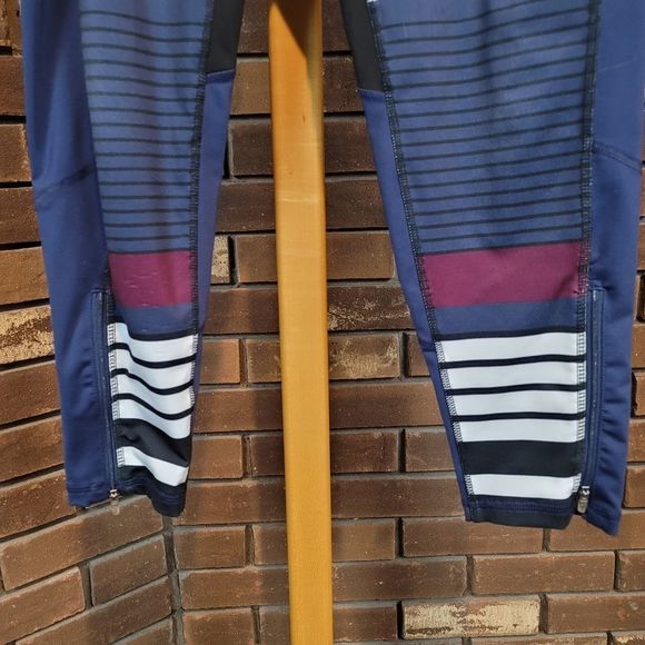 Champion spandex leggings multi stripe zip ankle mesh pockets athletic - Picture 4 of 9